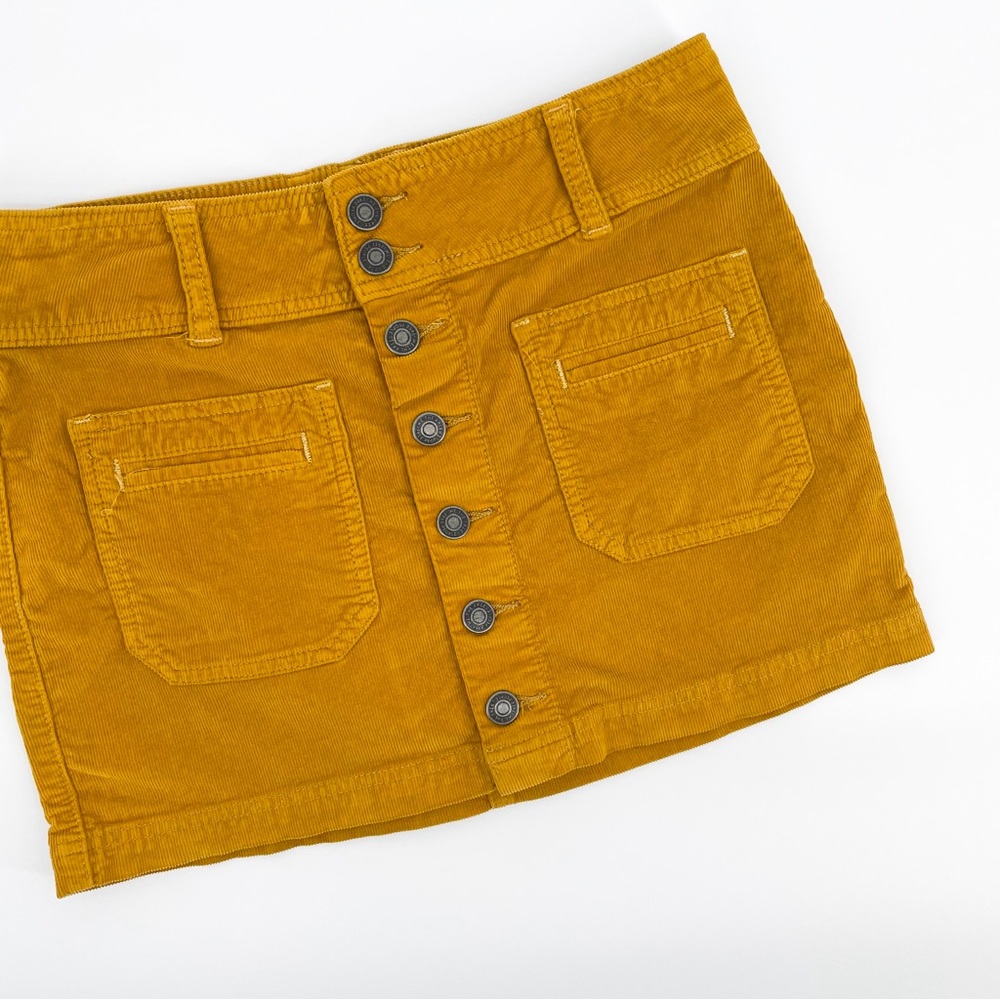 We The Free Joanie Mustard Corduroy Button Down Mini Skirt Size 25 - Picture 2 of 9